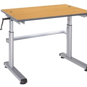 Double height adjustable student desk in Charcoal